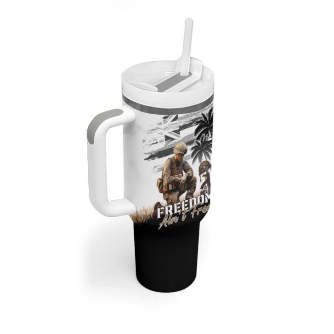 Hawaii Veterans Day Honor The Fallen Flag Grunge Custom Stanley Quencher 40Oz Stainless Steel Tumbler With Handle - Image 2