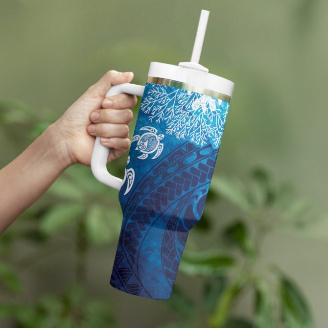 Hawaii World Ocean Day Holiday Custom Stanley Quencher 40Oz Stainless Steel Tumbler - Image 4