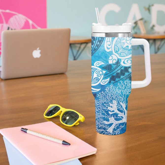 Hawaii World Ocean Day Holiday Custom Stanley Quencher 40Oz Stainless Steel Tumbler - Image 6