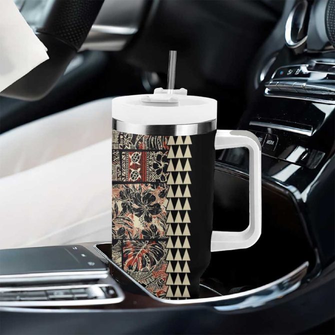 Hawaiian Quilt Hibiscus Kakau Vintage Custom Stanley Quencher 40Oz Stainless Steel Tumbler With Handle - Image 8