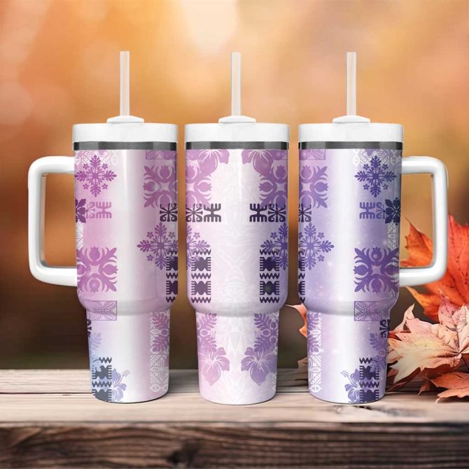 Hawaiian Quilt Vintage Galaxy Custom Stanley Quencher 40Oz Stainless Steel Tumbler With Handle - Image 4