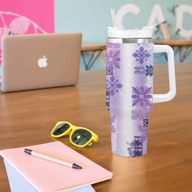 Hawaiian Quilt Vintage Galaxy Custom Stanley Quencher 40Oz Stainless Steel Tumbler With Handle - Image 5
