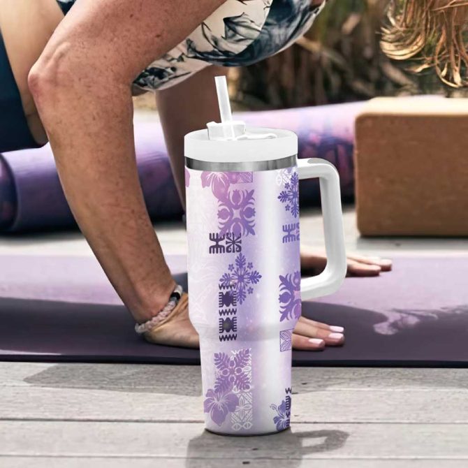 Hawaiian Quilt Vintage Galaxy Custom Stanley Quencher 40Oz Stainless Steel Tumbler With Handle - Image 6