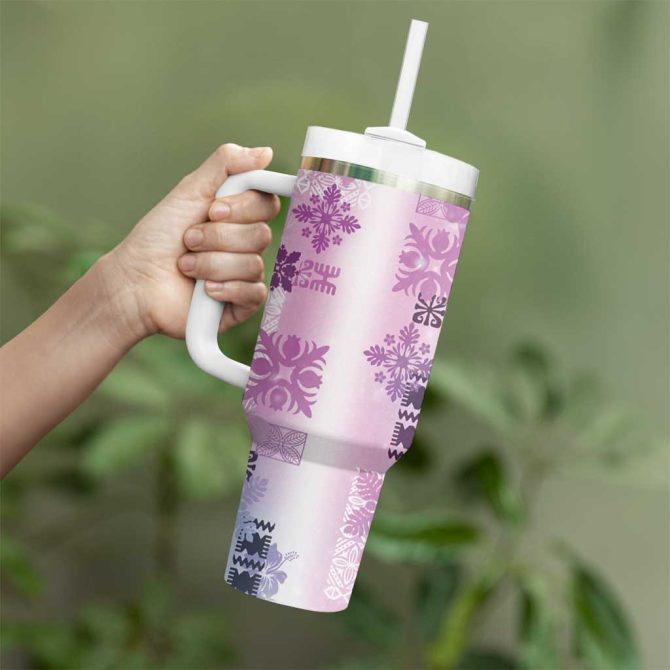 Hawaiian Quilt Vintage Galaxy Custom Stanley Quencher 40Oz Stainless Steel Tumbler With Handle - Image 3