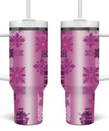 Hawaiian Quilt Vintage Pink Custom Stanley Quencher 40Oz Stainless Steel Tumbler With Handle