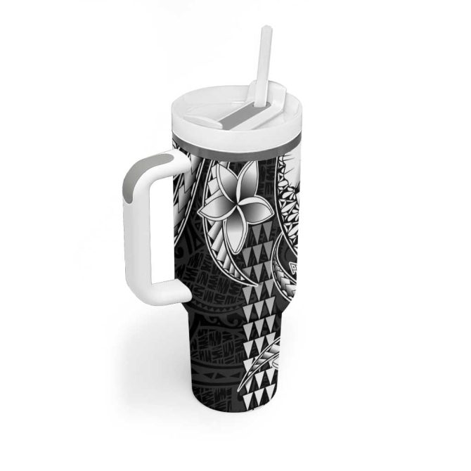 Hawaiian Sea Turtle Black Hibiscus Flowers And Kakau Custom Stanley Quencher 40Oz Stainless Steel Tumbler With Handle - Image 2