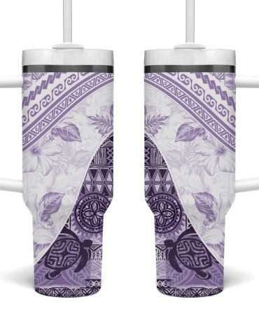 Hawaiian Tapa Traditional Vintage Violet Custom Stanley Quencher 40Oz Stainless Steel Tumbler With Handle