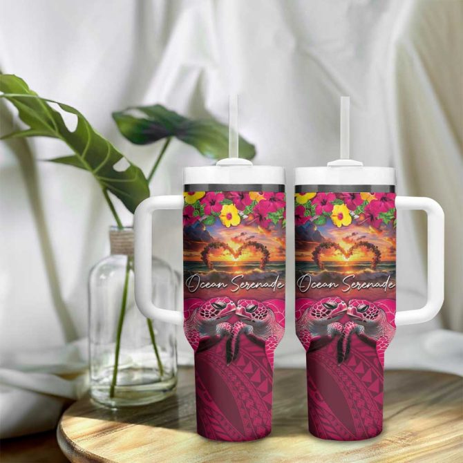 Hawaiian Turtle Love Ocean Serenade Honu Honi Ihu Custom Stanley Quencher 40Oz Stainless Steel Tumbler With Handle - Image 9