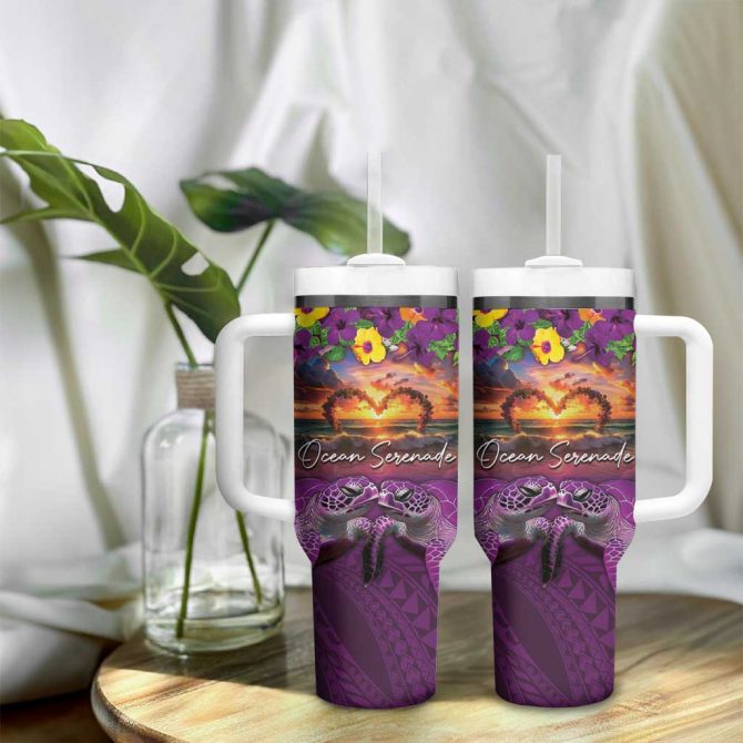 Hawaiian Turtle Love Ocean Serenade Honu Honi Ihu Custom Stanley Quencher 40Oz Stainless Steel Tumbler With Handle - Image 9