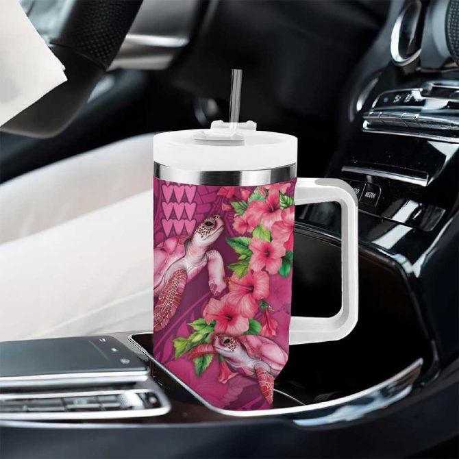 Hawaiian Turtle Love Sweet Hibiscus And Kakau Rose Color Custom Stanley Quencher 40Oz Stainless Steel Tumbler With Handle - Image 8