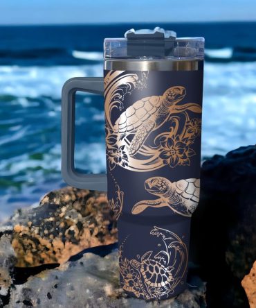 Hawaiian Turtles Custom Stanley Quencher 40Oz Stainless Steel Tumbler With Handle