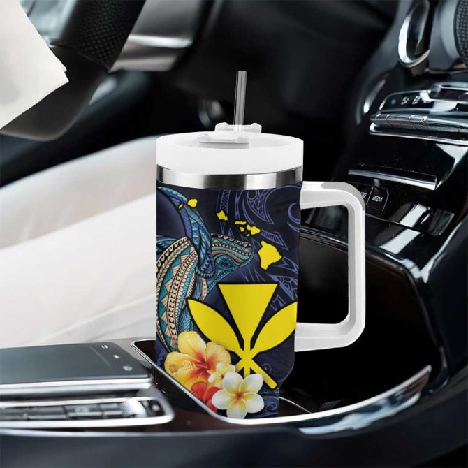 Hawaiian Whale And Kanaka Maoli Symbol Hibiscus Custom Stanley Quencher 40Oz Stainless Steel Tumbler With Handle - Image 8