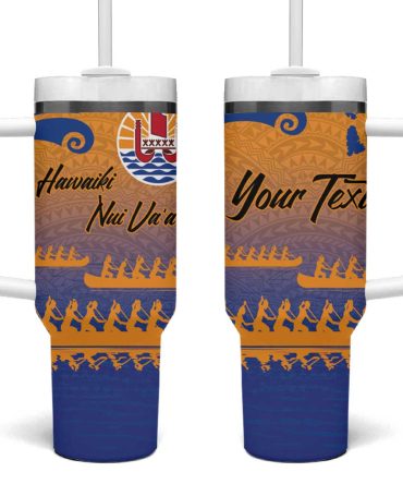 Hawaiki Nui Va #8217;A French Polynesian Sunset Color Custom Stanley Quencher 40Oz Stainless Steel Tumbler With Handle