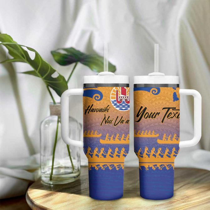 Hawaiki Nui Va #8217;A French Polynesian Sunset Color Custom Stanley Quencher 40Oz Stainless Steel Tumbler With Handle - Image 9