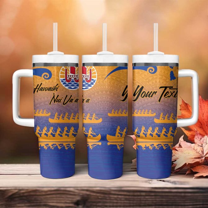 Hawaiki Nui Va #8217;A French Polynesian Sunset Color Custom Stanley Quencher 40Oz Stainless Steel Tumbler With Handle - Image 4