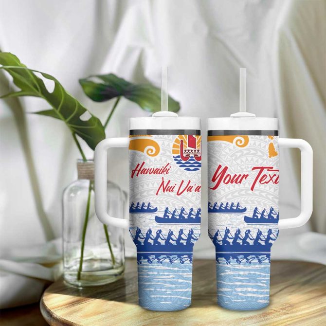 Hawaiki Nui Va #8217;A French Polynesian White Color Custom Stanley Quencher 40Oz Stainless Steel Tumbler With Handle - Image 9