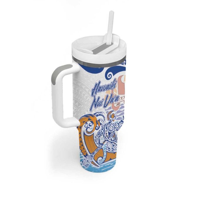 Hawaiki Nui Va #8217;A Solo French Polynesia Blue Color Custom Stanley Quencher 40Oz Stainless Steel Tumbler With Handle - Image 2