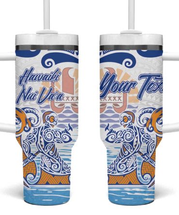 Hawaiki Nui Va #8217;A Solo French Polynesia Blue Color Custom Stanley Quencher 40Oz Stainless Steel Tumbler With Handle
