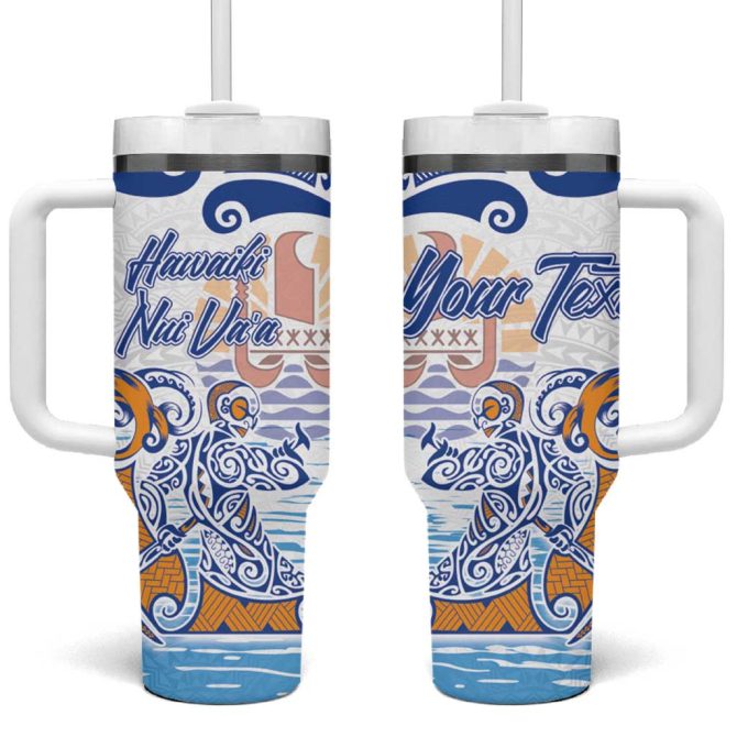 Hawaiki Nui Va #8217;A Solo French Polynesia Blue Color Custom Stanley Quencher 40Oz Stainless Steel Tumbler With Handle
