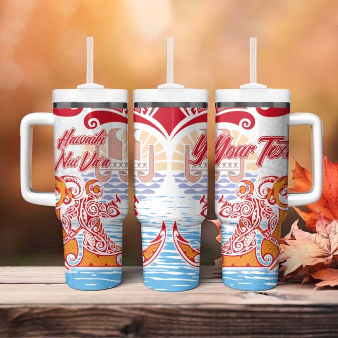 Hawaiki Nui Va #8217;A Solo French Polynesia Red Color Custom Stanley Quencher 40Oz Stainless Steel Tumbler With Handle - Image 4