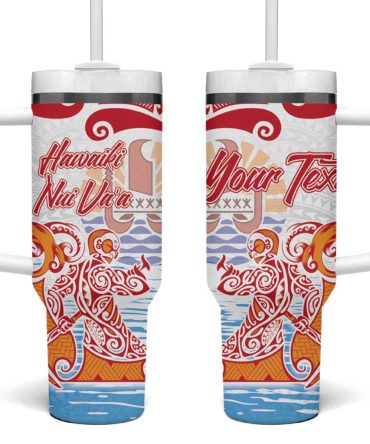 Hawaiki Nui Va #8217;A Solo French Polynesia Red Color Custom Stanley Quencher 40Oz Stainless Steel Tumbler With Handle