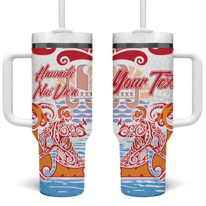 Hawaiki Nui Va #8217;A Solo French Polynesia Red Color Custom Stanley Quencher 40Oz Stainless Steel Tumbler With Handle