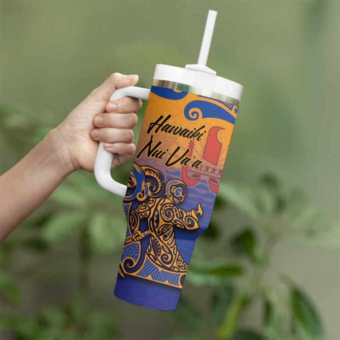Hawaiki Nui Va #8217;A Solo French Polynesia Sunset Color Custom Stanley Quencher 40Oz Stainless Steel Tumbler With Handle - Image 3