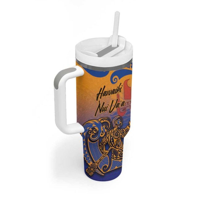 Hawaiki Nui Va #8217;A Solo French Polynesia Sunset Color Custom Stanley Quencher 40Oz Stainless Steel Tumbler With Handle - Image 2