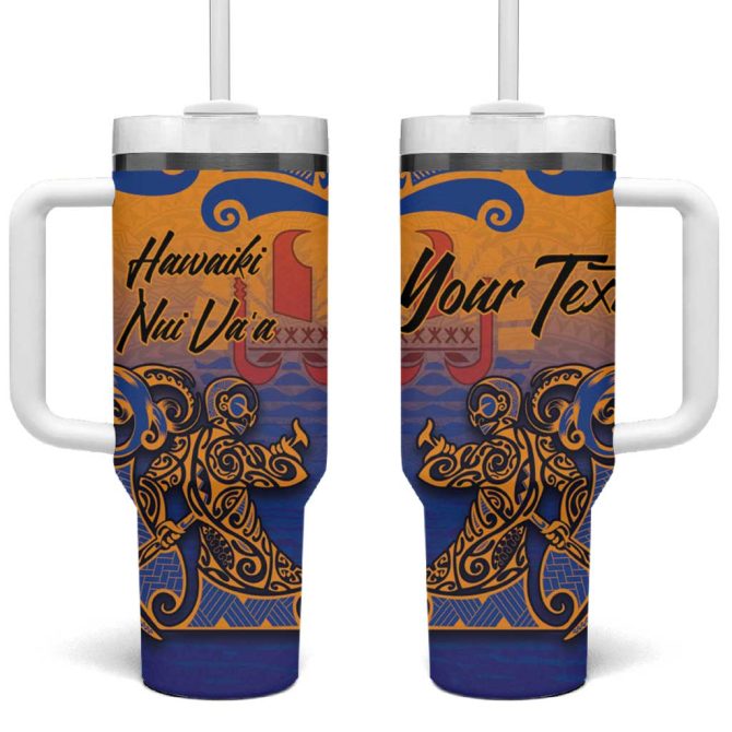 Hawaiki Nui Va #8217;A Solo French Polynesia Sunset Color Custom Stanley Quencher 40Oz Stainless Steel Tumbler With Handle