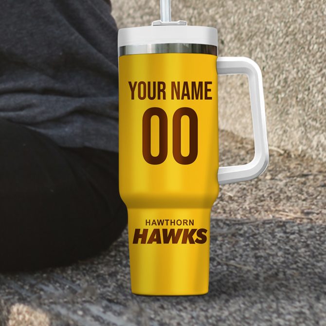 Hawthorn Hawks Afl Custom Stanley Quencher 40Oz Stainless Steel Tumbler - Image 3