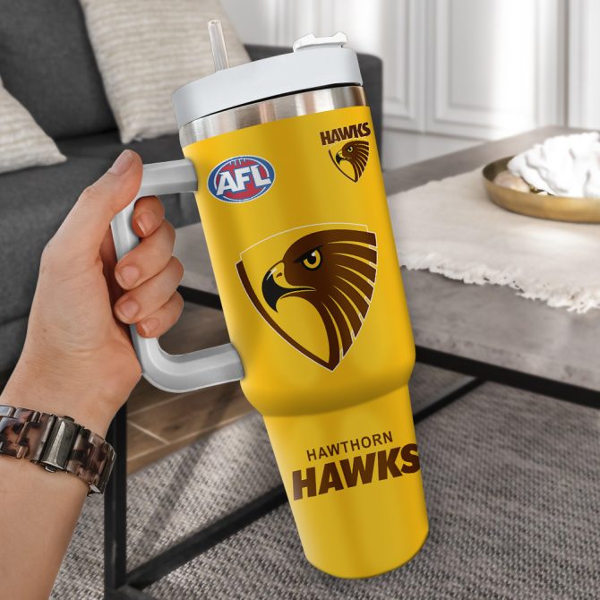 Hawthorn Hawks Afl Custom Stanley Quencher 40Oz Stainless Steel Tumbler - Image 2