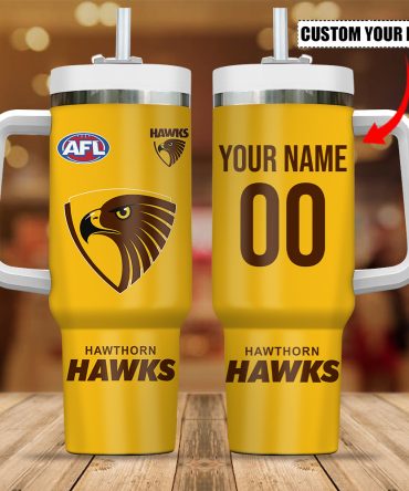 Hawthorn Hawks Afl Custom Stanley Quencher 40Oz Stainless Steel Tumbler