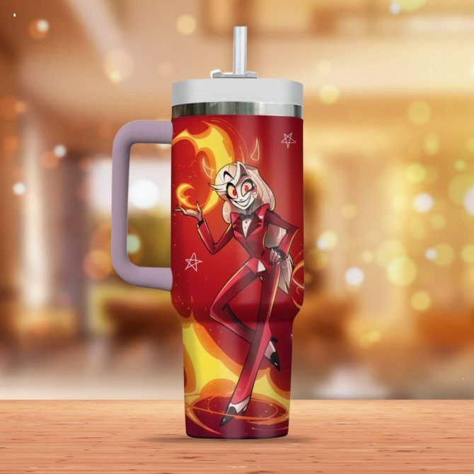 Hazbin Hotel Charlie Cartoon Custom Stanley Quencher 40Oz Stainless Steel Tumbler With Handle - Image 2