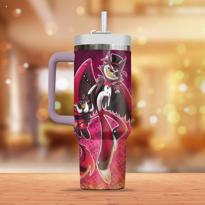 Hazbin Hotel Husk Cartoon Custom Stanley Quencher 40Oz Stainless Steel Tumbler With Handle - Image 2