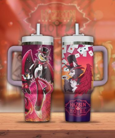 Hazbin Hotel Husk Cartoon Custom Stanley Quencher 40Oz Stainless Steel Tumbler With Handle