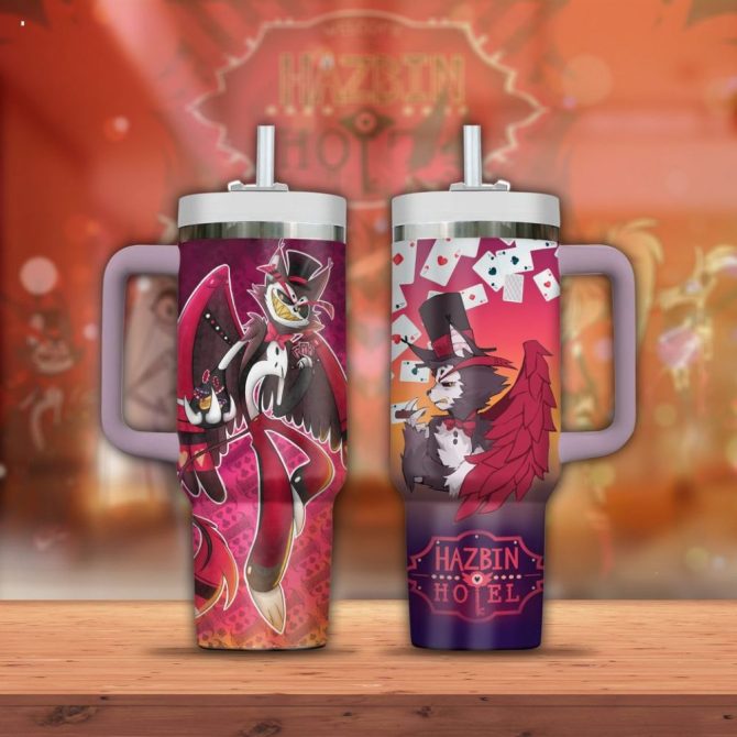 Hazbin Hotel Husk Cartoon Custom Stanley Quencher 40Oz Stainless Steel Tumbler With Handle