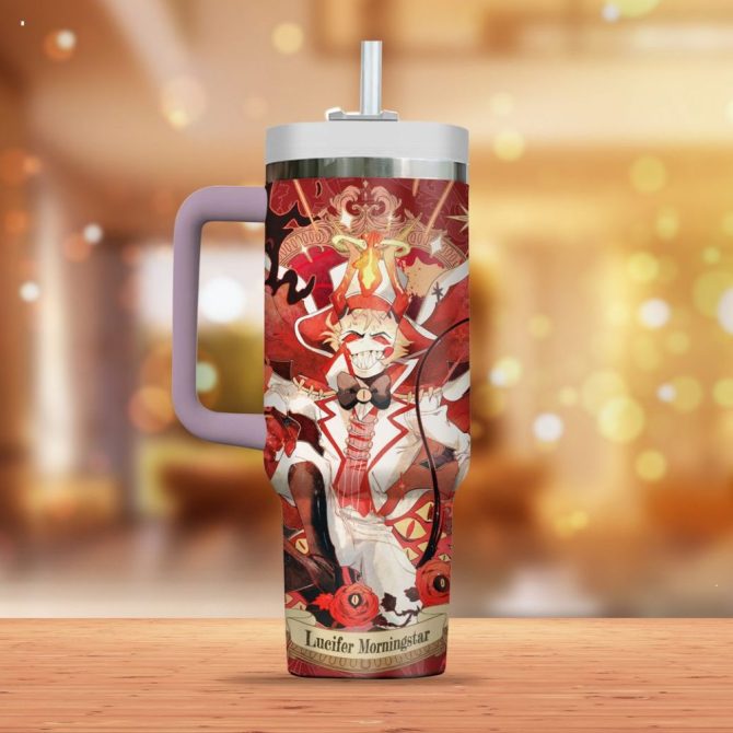 Hazbin Hotel Lucifer Morningstar Cartoon Custom Stanley Quencher 40Oz Stainless Steel Tumbler With Handle - Image 2
