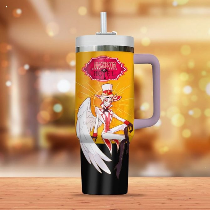 Hazbin Hotel Lucifer Morningstar Cartoon Custom Stanley Quencher 40Oz Stainless Steel Tumbler With Handle - Image 3