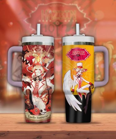 Hazbin Hotel Lucifer Morningstar Cartoon Custom Stanley Quencher 40Oz Stainless Steel Tumbler With Handle