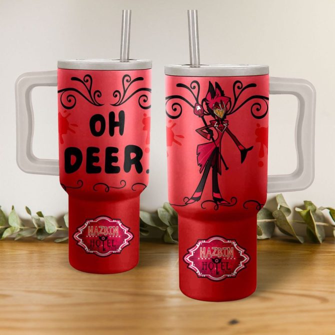 Hazbin Hotel Tv Series Custom Stanley Quencher 40Oz Stainless Steel Tumbler With Handle