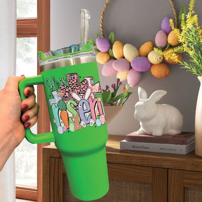 He Is Risen Custom Stanley Quencher 40Oz Stainless Steel Tumbler