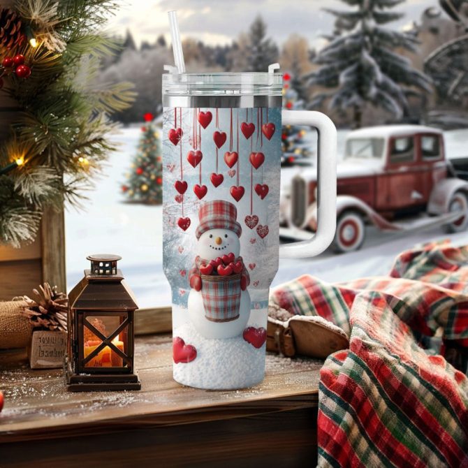 Heartfelt Snowman Christmas Custom Stanley Quencher 40Oz Stainless Steel Tumbler With Handle - Image 2