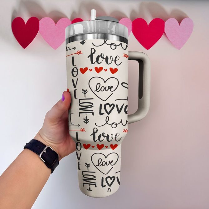 Hearts Love You Custom Stanley Quencher 40Oz Stainless Steel Tumbler