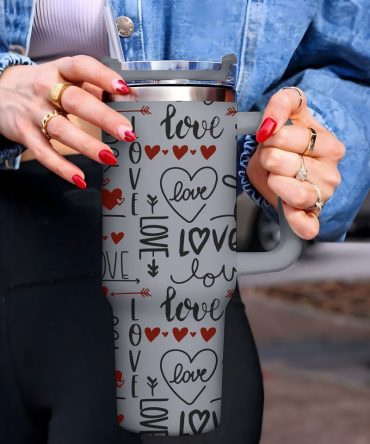 Hearts Love You Custom Stanley Quencher 40Oz Stainless Steel Tumbler