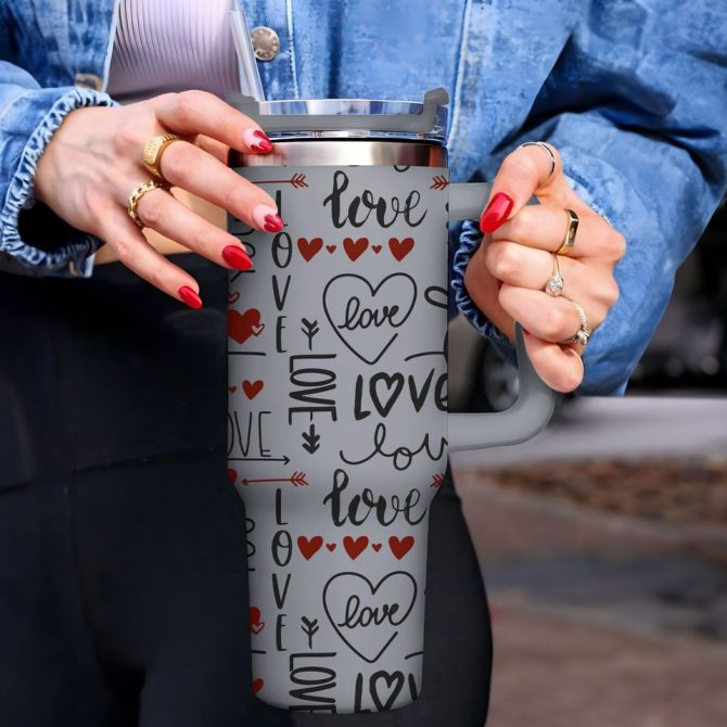 Hearts Love You Custom Stanley Quencher 40Oz Stainless Steel Tumbler