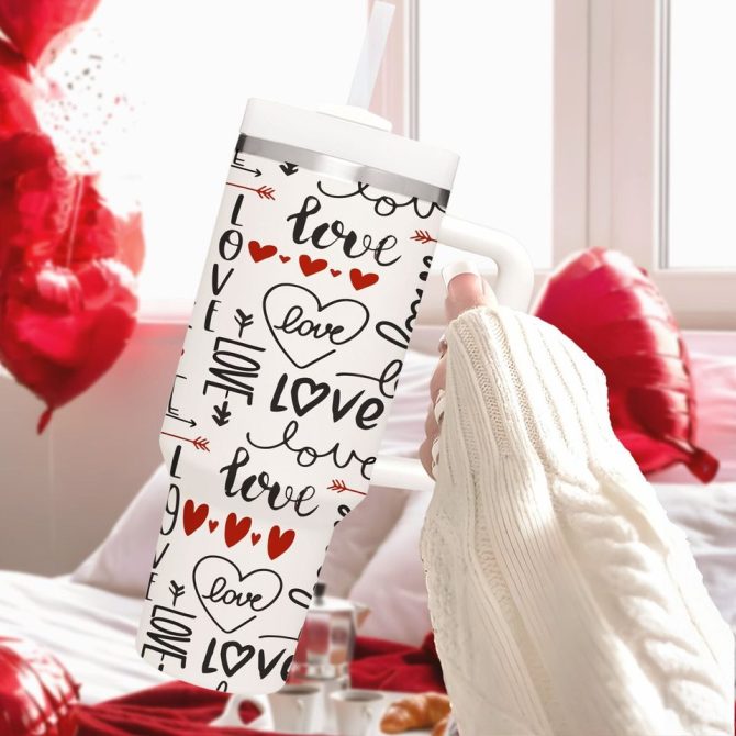 Hearts Love You Custom Stanley Quencher 40Oz Stainless Steel Tumbler