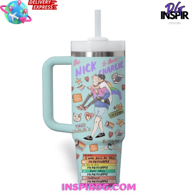 Heartstopper Movies Custom Stanley Quencher 40Oz Stainless Steel Tumbler - Image 3
