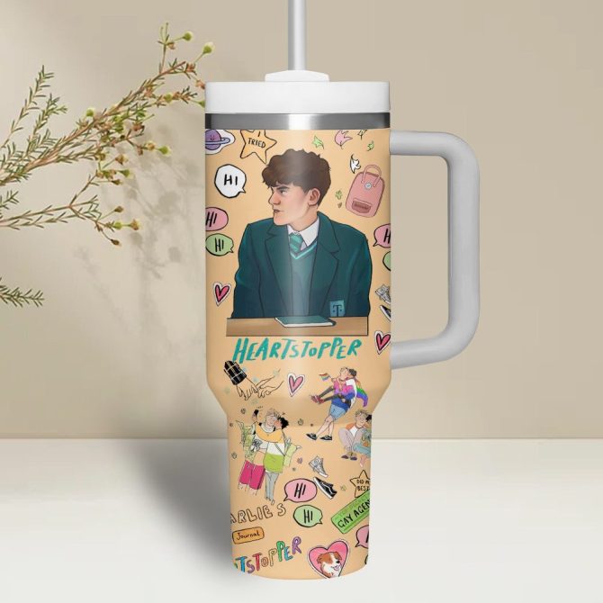 Heartstopper Movies Custom Stanley Quencher 40Oz Stainless Steel Tumbler With Handle - Image 3