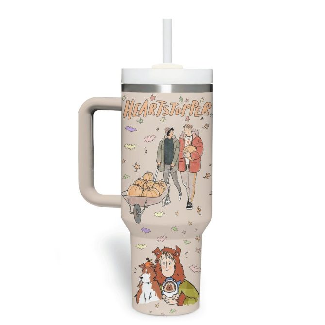 Heartstopper Movies Custom Stanley Quencher 40Oz Stainless Steel Tumbler With Handle - Image 2