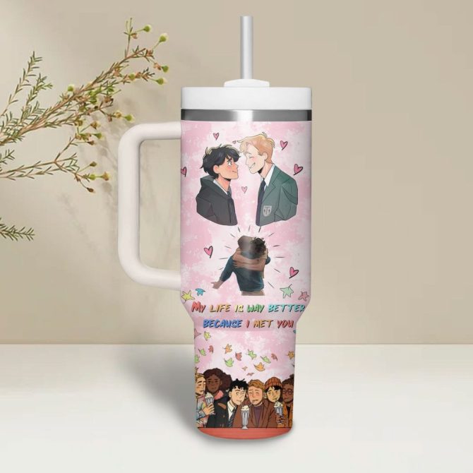 Heartstopper Movies Custom Stanley Quencher 40Oz Stainless Steel Tumbler With Handle - Image 2